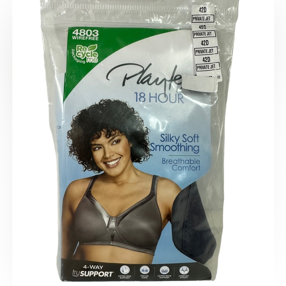 PLAYTEX 8 hour 4803 Wireless Bra Plus Sz 42D Tagless Wirefree Silky Soft…